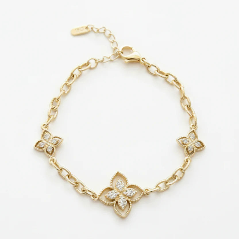 Clover stoned gold