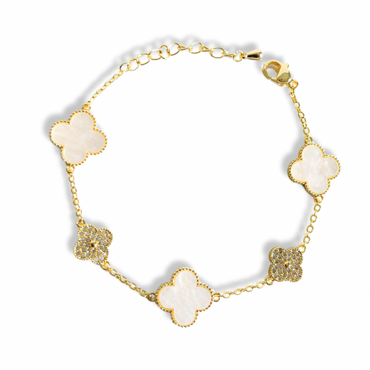 White Luxe Clover Bracelet