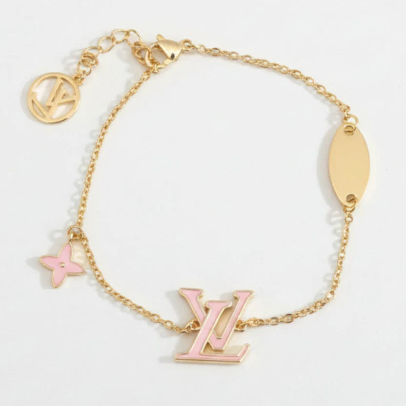 Pink Logo dainty bracelet